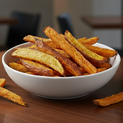 Batata-doce com casca 160g assada no forno com azeite de oliva extravirgem, páprica, alecrim e sal do Himalaia - PB1