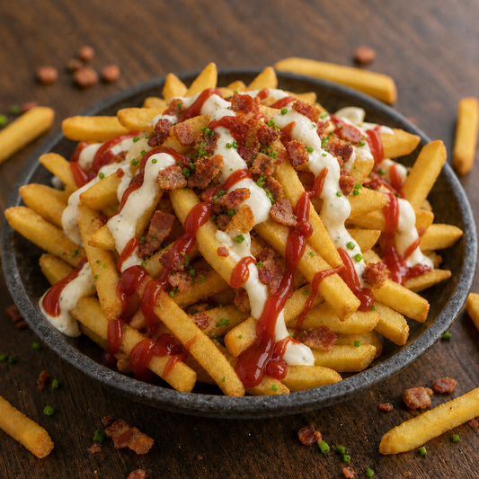 Batata inglesa 190g assada no azeite de oliva extravirgem, bacon artesanal, maionese vegetal e ketchup vegetal - PB4